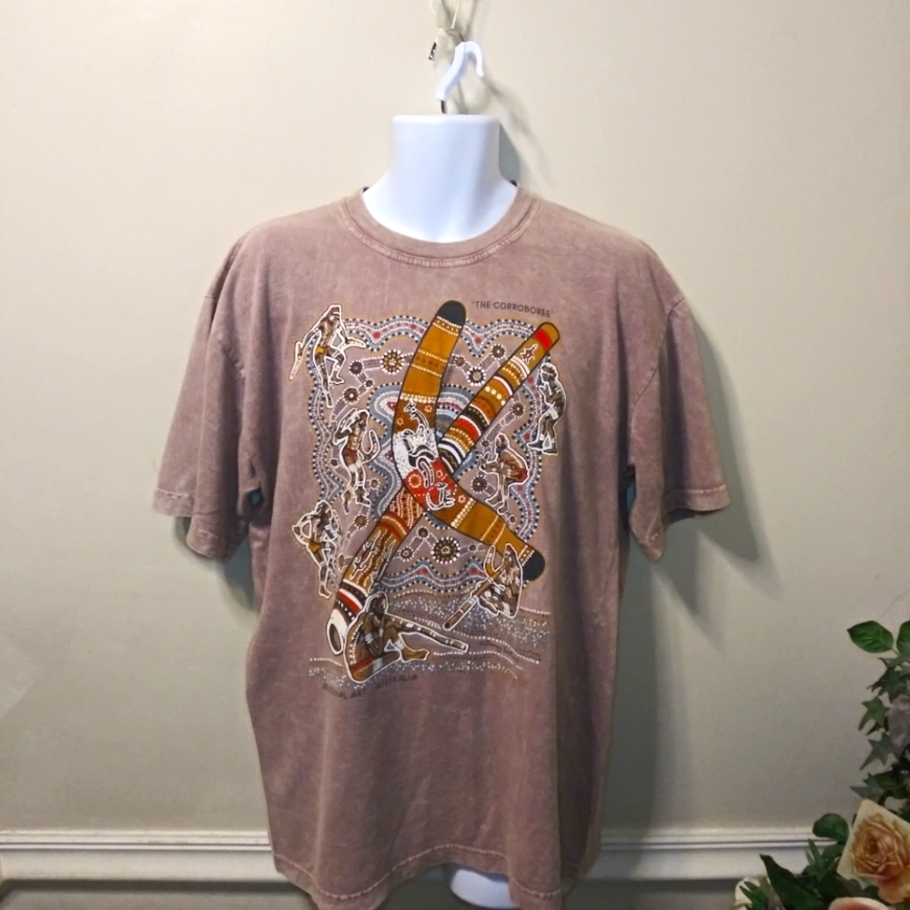 Vintage Danny Eastwood Aboriginal Art Australia "The Corroboree" Gooses T-Shirt - Picture 11 of 11